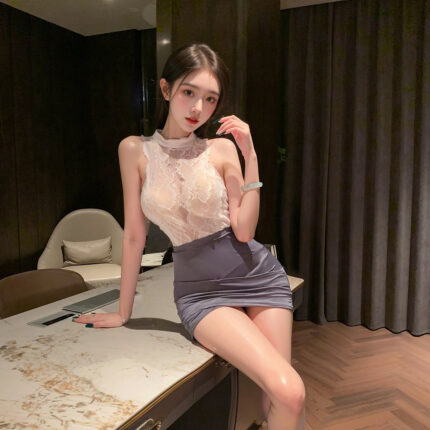 Seductive Secretary Lingerie Set with Lace Pattern